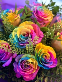 Rainbow Rose Handtied