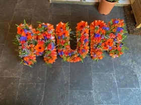 Orange and Blue Mixed Flower Letters Create your own words