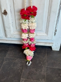 Cerise Pink Rose, carnation with Gypsophila