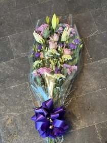 Florist Choice Purple & White Funeral Spray