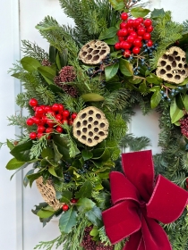 The Lotus Berries Christmas Door Wreath