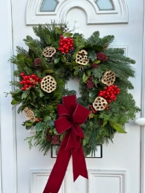 The Lotus Berries Christmas Door Wreath