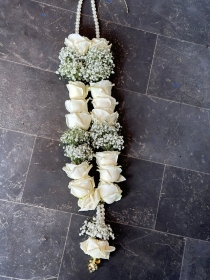 White Avalanche Rose With Gypsophila